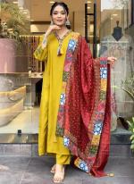 Rayon Yellow Traditional Wear Sequins Work Readymade Kurti Set